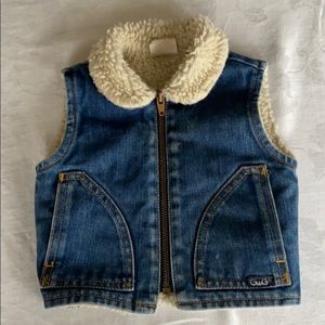 Vintage GWG Sherpa lined, baby jean vest